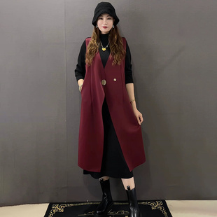 西服马甲打底长裙时尚 气质长款 胖妹妹加长加肥显瘦潮 女装 欧货大码