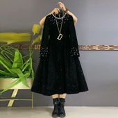 重工钉珠优雅名媛风小黑裙连衣裙 胖妹妹2025秋季 女装 新款 时尚 大码