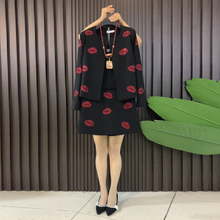 显瘦红唇西服外套半身裙职业套装 胖妹妹2025早秋新款 韩版 女装 大码