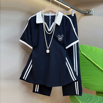 夏季大码女装新款上衣裤子套装