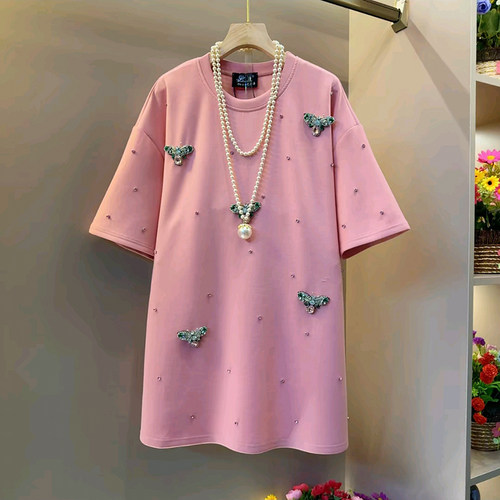 立体时尚设计感重工镶钻T恤