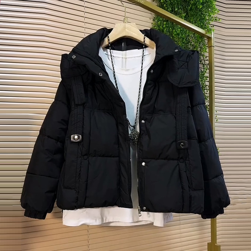连帽短款棉服外套大码女装宽松