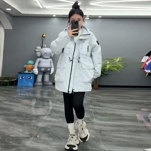 糖果色轻薄款 胖妹妹显瘦大码 新款 收腰二棉冲锋衣秋季 连帽外套 女装