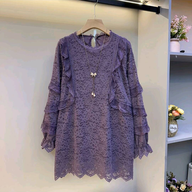 爆款欧货时尚木耳边水绒蕾丝大衫