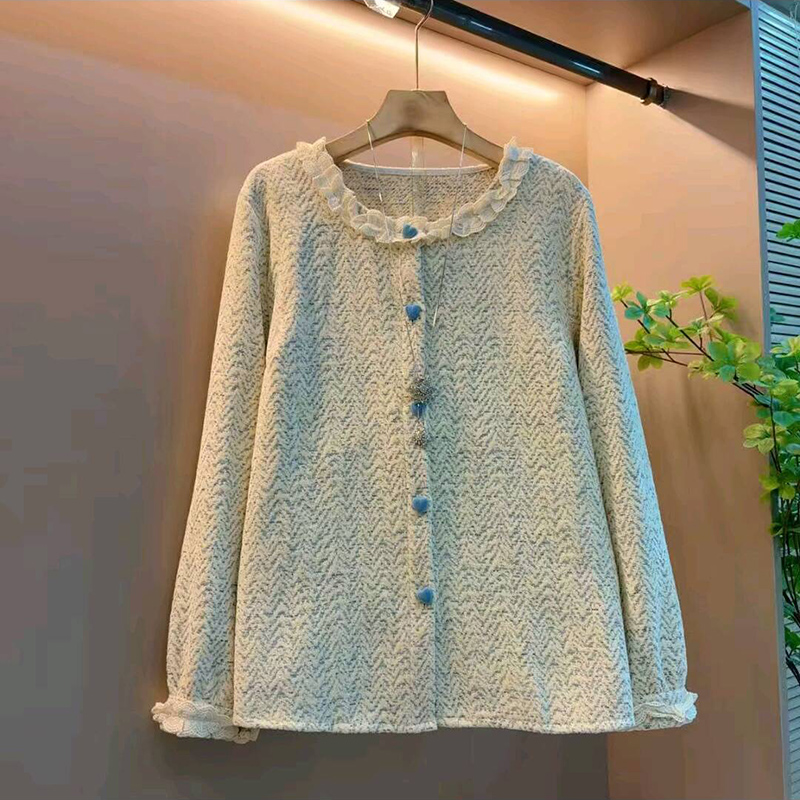 秋季时尚洋气高级感花边领上衣新