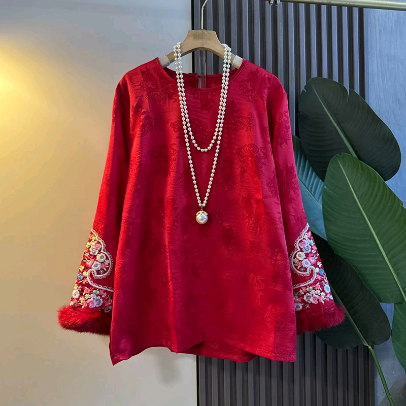 新中式轻奢国风提花有鱼绣花大衫