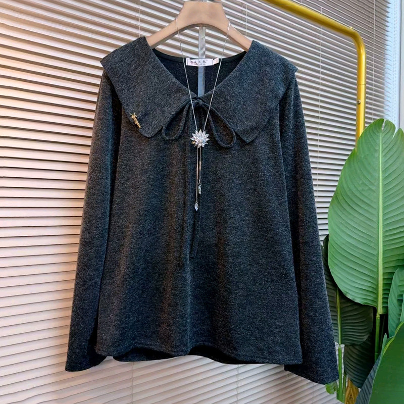 2025冬季新款大码女装胖MM时尚荷叶领减龄宽松遮肉设计系绳百搭衫,女装/女士精品,大码内搭,淘宝优惠券,粉丝福利购,淘宝优惠卷