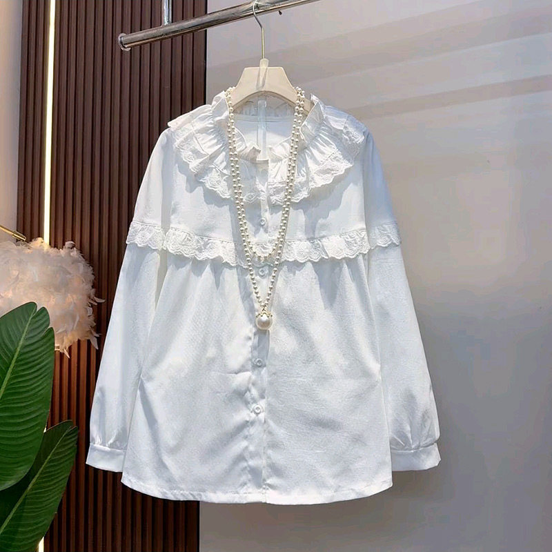 胖妹妹大码女装木耳边拼接减龄衬衫2026春季新款百搭显瘦小衫上衣,女装/女士精品,大码内搭,淘宝优惠券,粉丝福利购,淘宝优惠卷