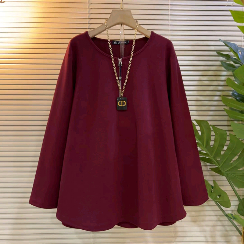 欧货时尚洋气半拉链宽松遮肉大衫