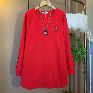 女装 欧货时尚 大码 遮肉大衫 胖mm气质百搭上衣新 简约新年小马纽扣袖