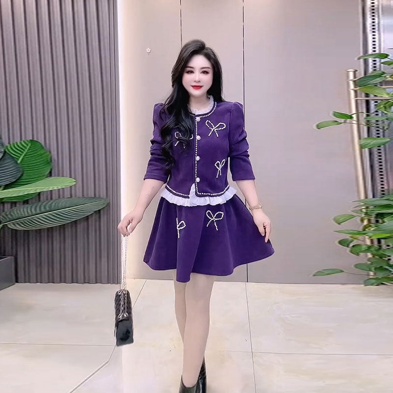 大码女装2026春季新款韩系甜美重工钉珠上衣半身裙洋气减龄两件套,女装/女士精品,大码套装,淘宝优惠券,粉丝福利购,淘宝优惠卷