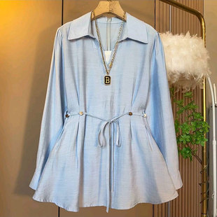 新款 洋气简约收腰显瘦衬衫 大码 欧货时尚 胖mm洋气上衣 女装 2026春季