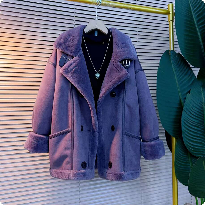 大码女装加绒加厚保暖棉服外套新