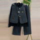 复古套装 名媛气质毛呢马甲裤 胖妹妹大码 时尚 子打底三件套 女装 欧版