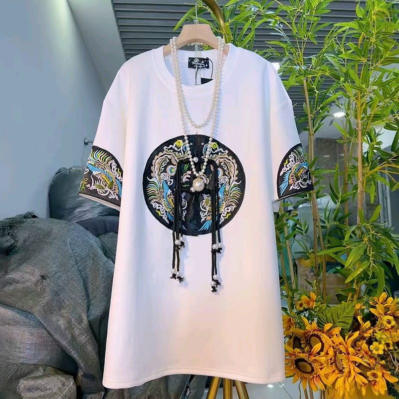 新中式国风盘扣刺绣设计百搭T恤