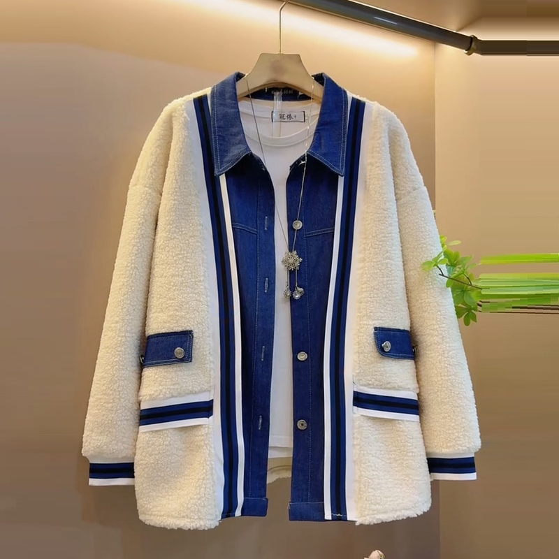 时尚百搭显瘦拼接翻领洋气外套