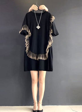 大码女装胖妹妹2021蕾丝连衣裙