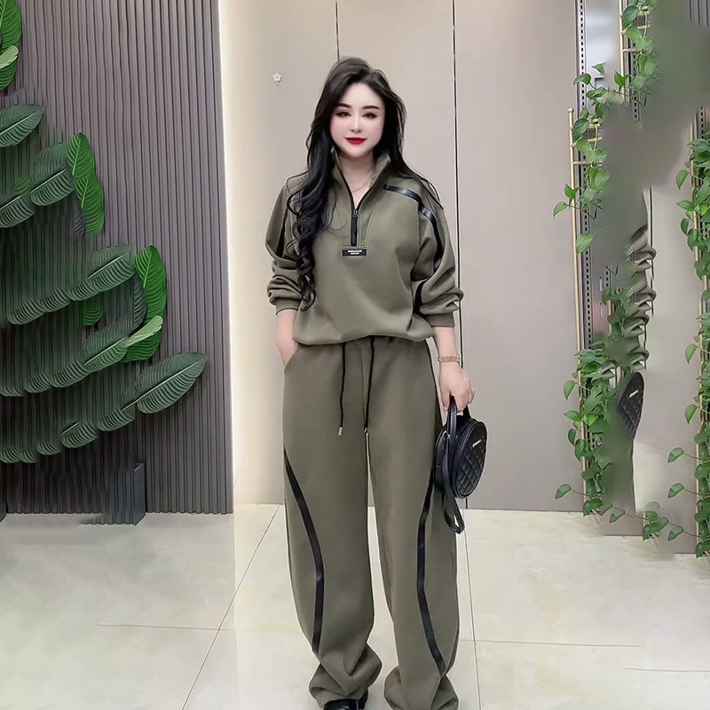 胖妹妹2026春季新款大码女装轻奢潮流高领拉链卫衣裤子休闲两件套,女装/女士精品,大码套装,淘宝优惠券,粉丝福利购,淘宝优惠卷