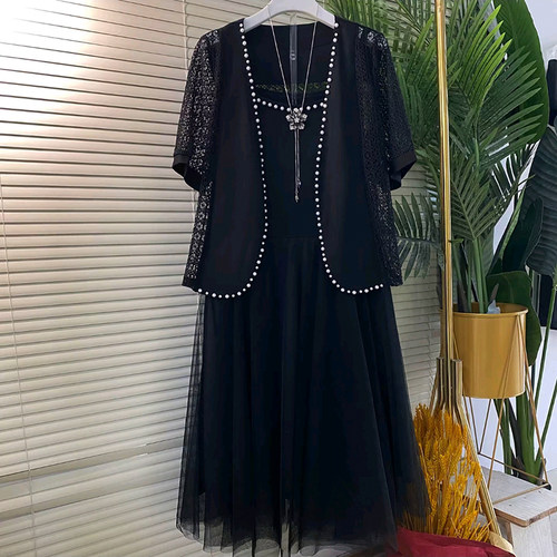 大码女装时尚洋气两件套裙夏季新