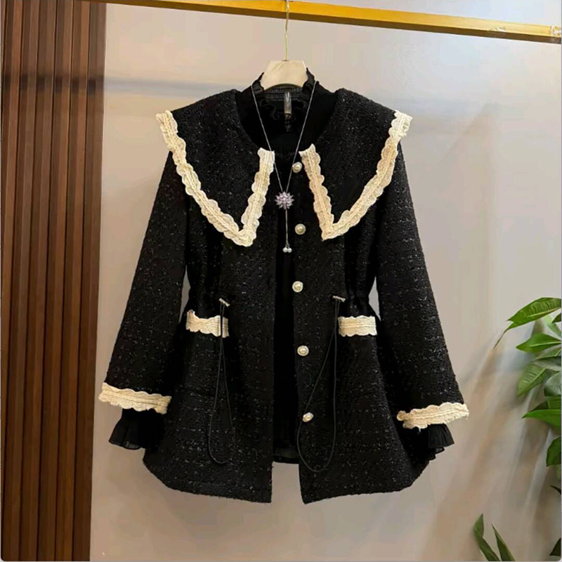 秋冬爆款小香风中长款夹薄棉外套