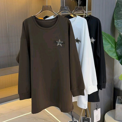 大码女装豹纹星星字母印花打底衫