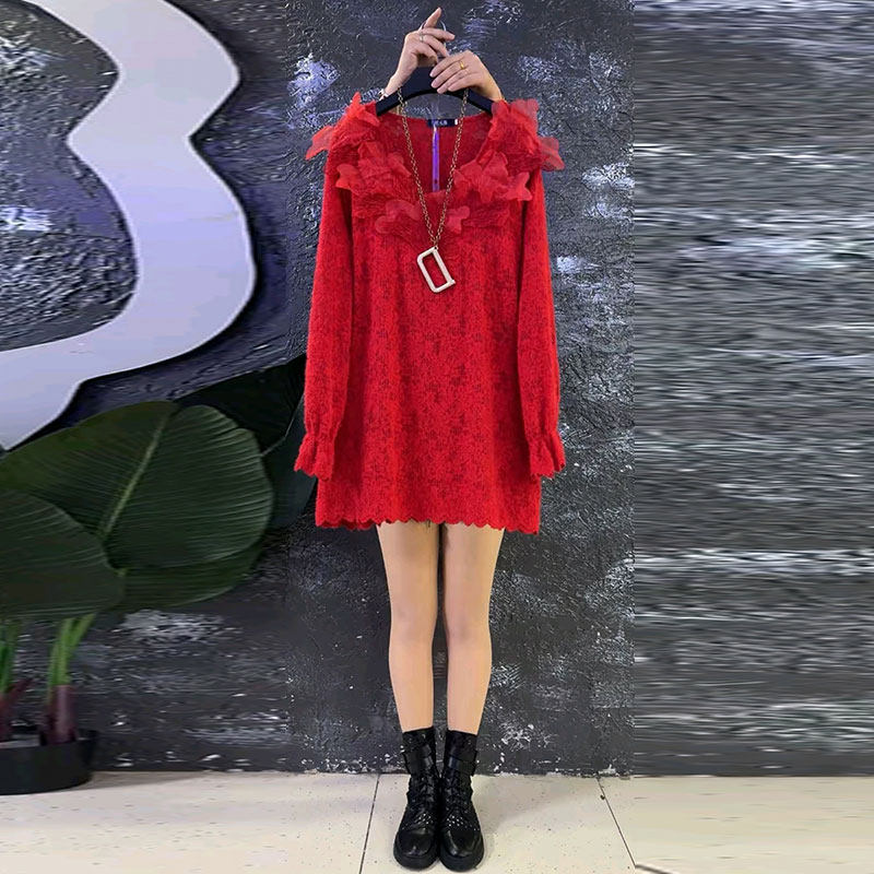 新款欧货时尚气质减龄立体花蕾丝大衫大码女装胖mm中长款显瘦上衣,女装/女士精品,大码内搭,淘宝优惠券,粉丝福利购,淘宝优惠卷