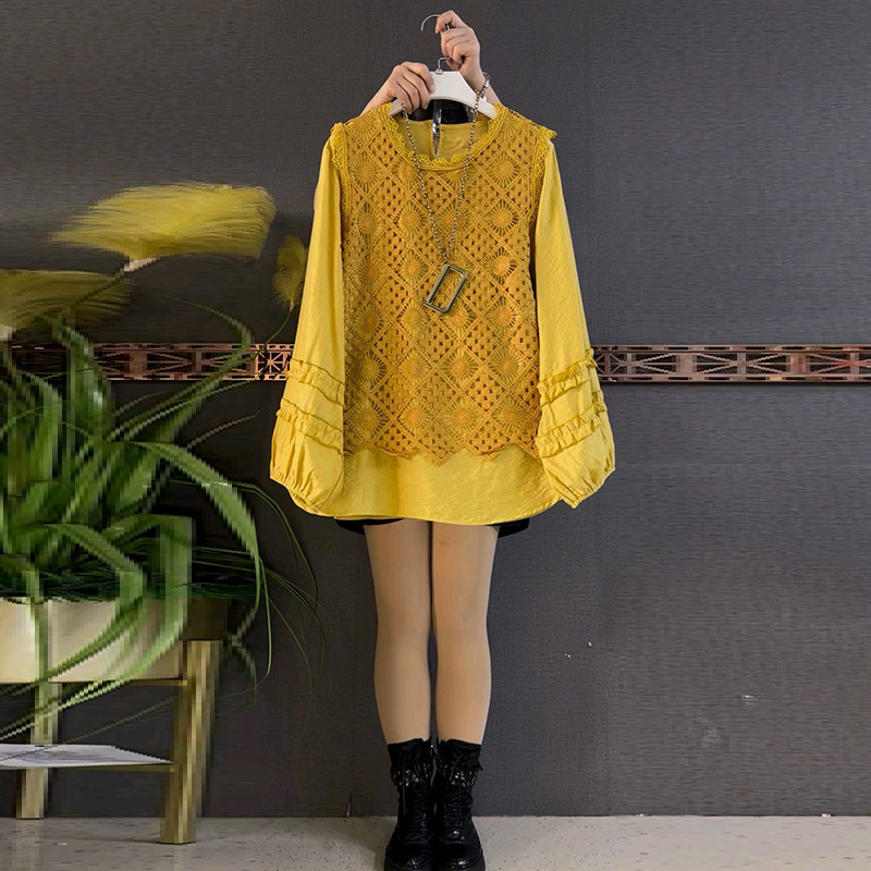 春季2026新款中长款宽松打底胖mm显瘦针织镂空马甲两件套大码女装,女装/女士精品,大码套装,淘宝优惠券,粉丝福利购,淘宝优惠卷