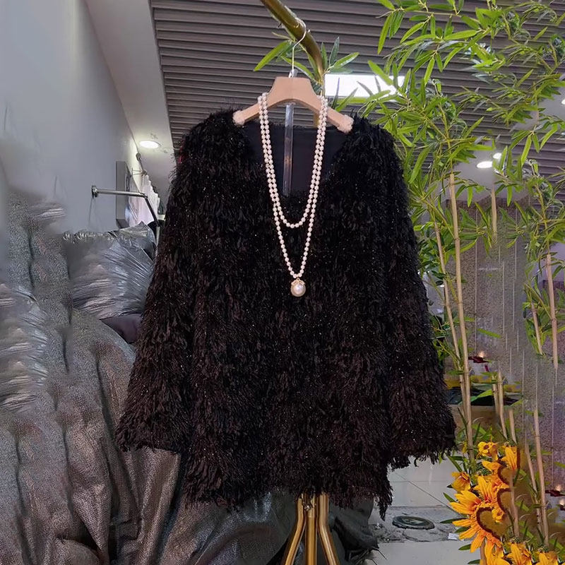 时尚流苏毛毛T恤大码洋气减龄长袖秋冬新款大码遮肉宽松上衣胖mm,女装/女士精品,大码内搭,淘宝优惠券,粉丝福利购,淘宝优惠卷