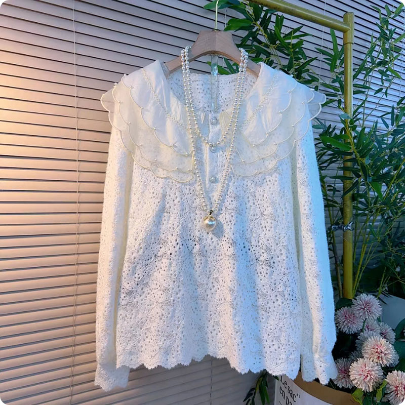 设计感多层娃娃领显瘦百搭蕾丝衫