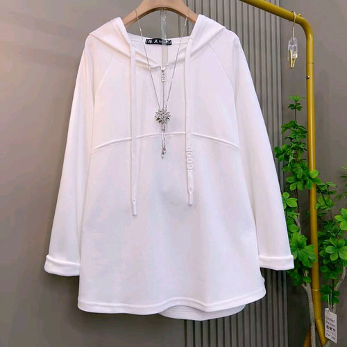 长袖连帽简约纯色上衣
