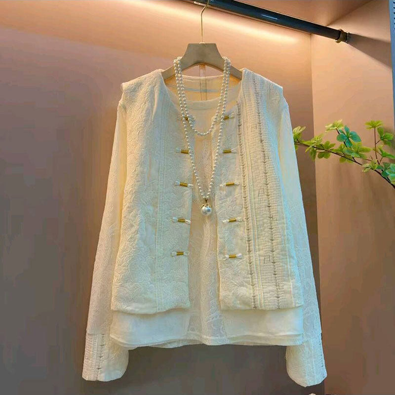 2026春季新款时尚新中式国风提花盘扣马甲大码女装胖mm百搭打底衫,女装/女士精品,大码套装,淘宝优惠券,粉丝福利购,淘宝优惠卷