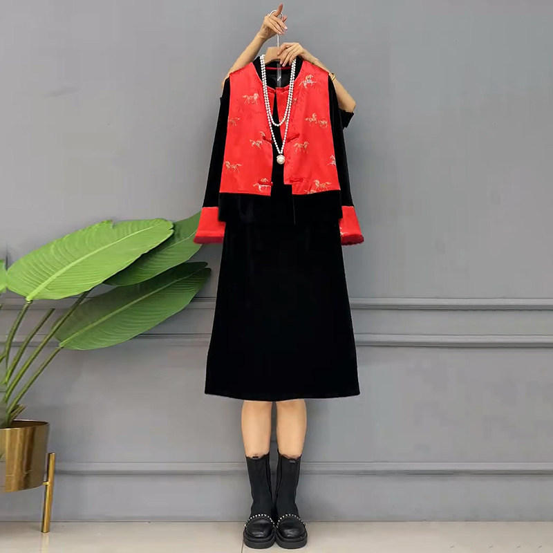 胖妹妹春季新款大码女装提花气质设计感马甲内搭搭配半裙时尚套装,女装/女士精品,大码套装,淘宝优惠券,粉丝福利购,淘宝优惠卷