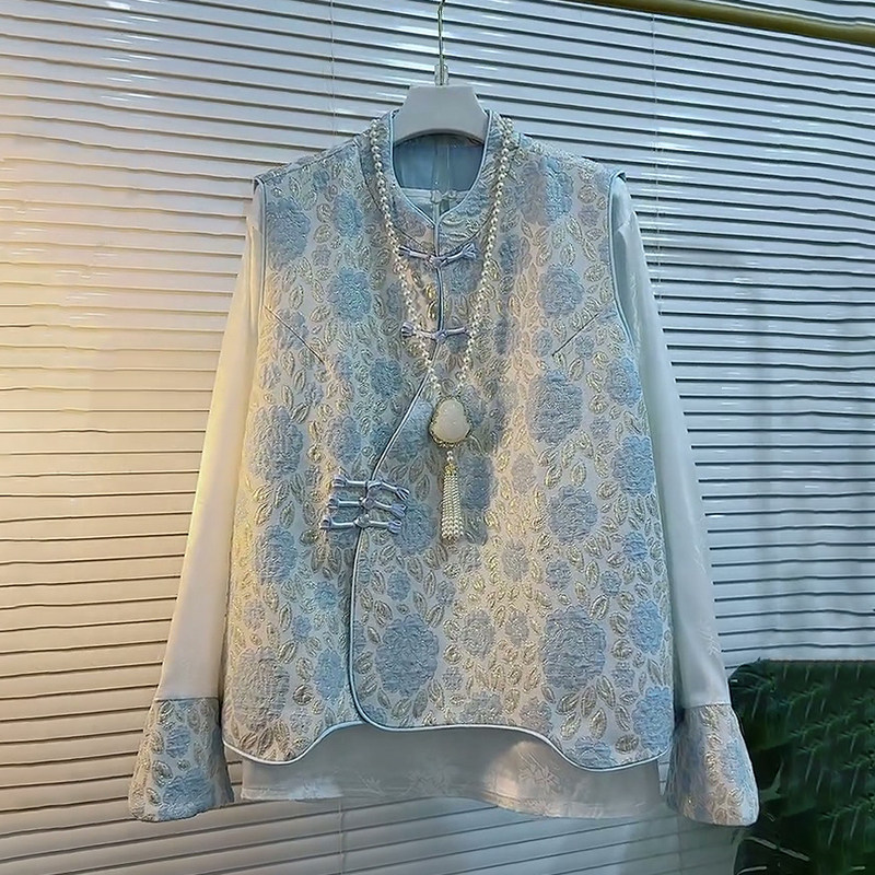 胖mm冬季新款大码女装国风提花刺绣不规则开衫马甲提花打底衫套装,女装/女士精品,大码套装,淘宝优惠券,粉丝福利购,淘宝优惠卷