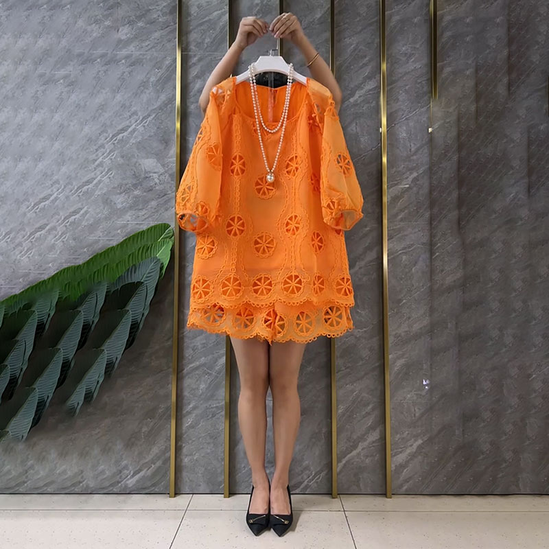 大码夏季上衣短裤两件套多巴胺潮