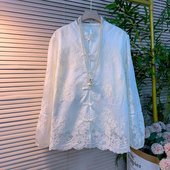 大码 新款 女装 新中式 刺绣蕾丝衬衫 2026春季 盘扣上衣胖mm显瘦女人衫