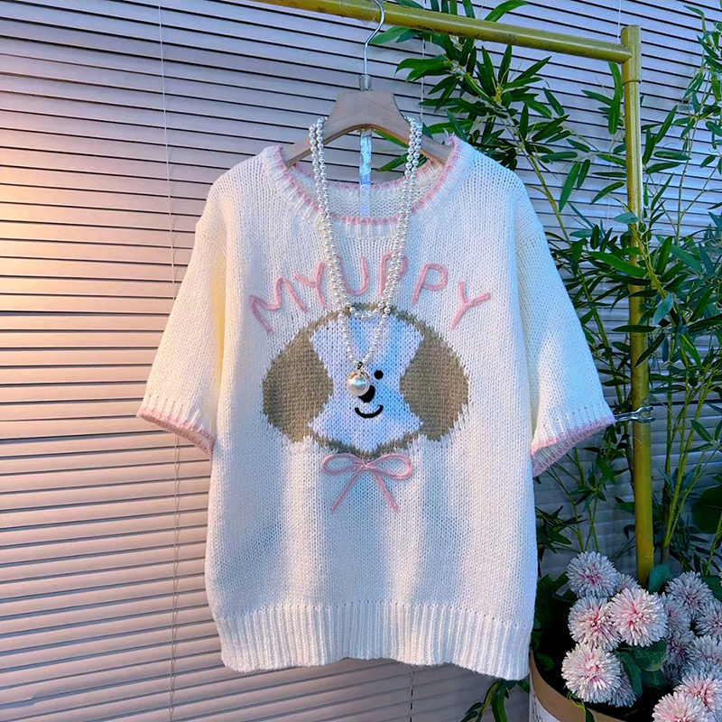 韩版新款大码女装卡通针织衫