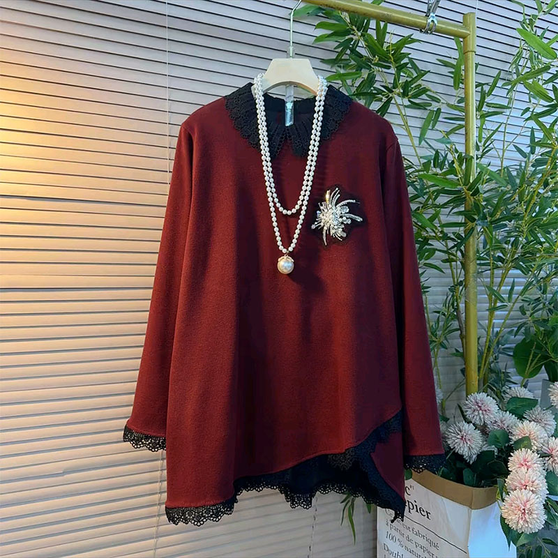 新款韩版蕾丝边娃娃领上衣