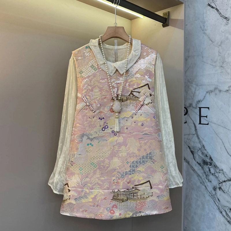 新中式设计感提花内搭复古马甲裙国潮套装2026新款胖妹妹大码女装,女装/女士精品,大码套装,淘宝优惠券,粉丝福利购,淘宝优惠卷