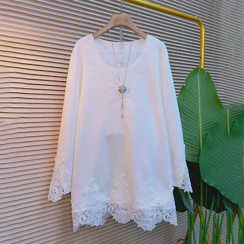 欧货时尚拼接蕾丝设计感百搭大衫