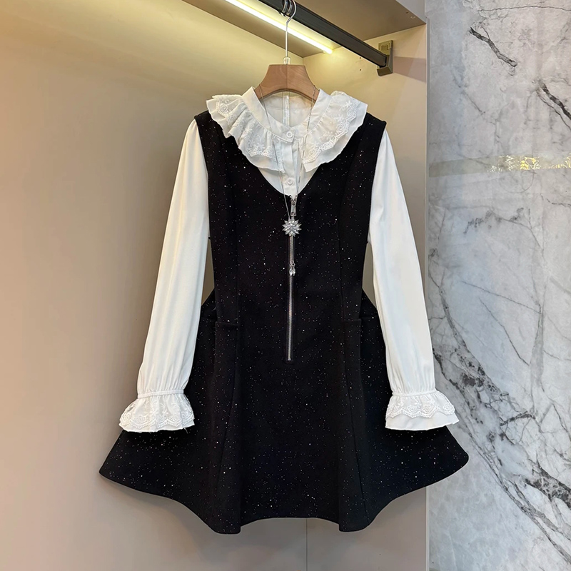 新款大码女装拉链撒星马甲打底