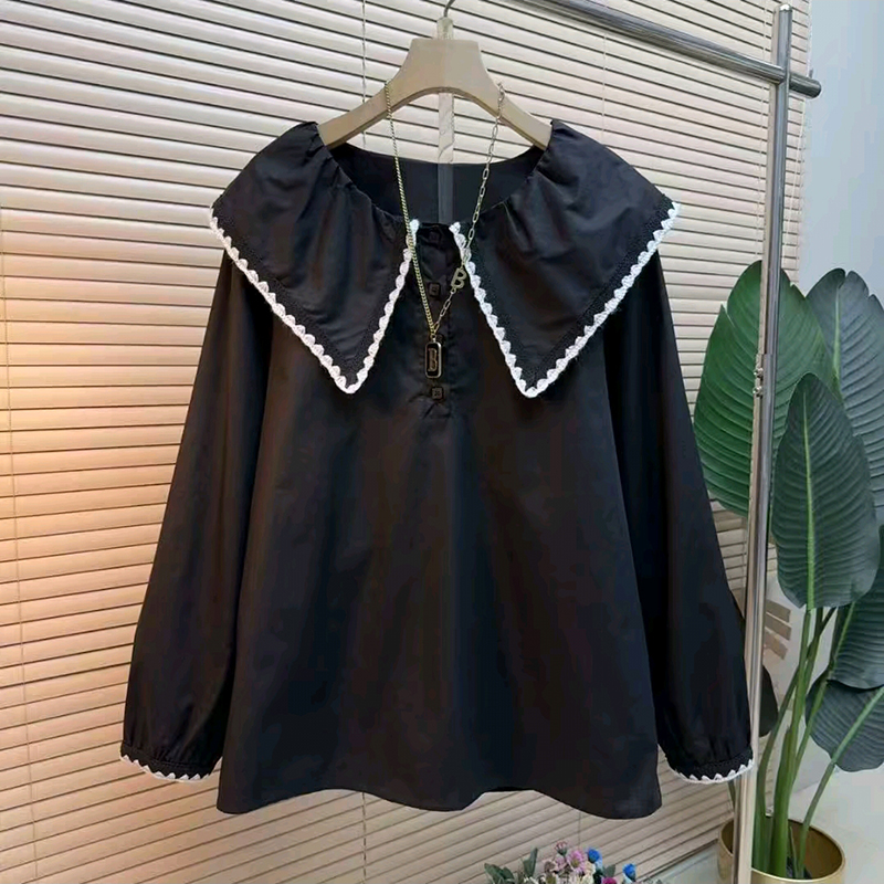 时尚气质法式娃娃领韩版女人衫