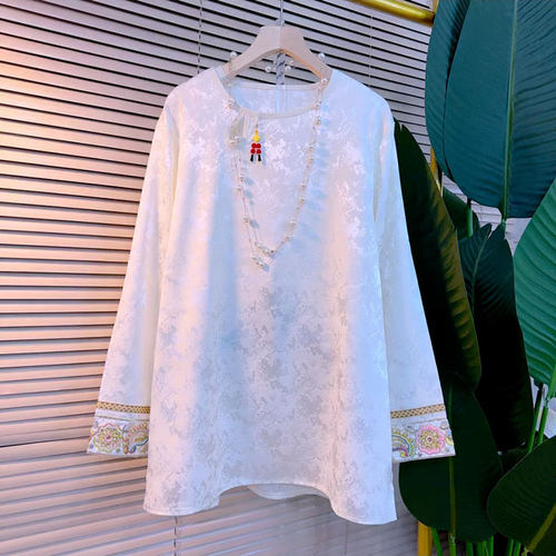 新中式国风提花打底衫上衣遮肉