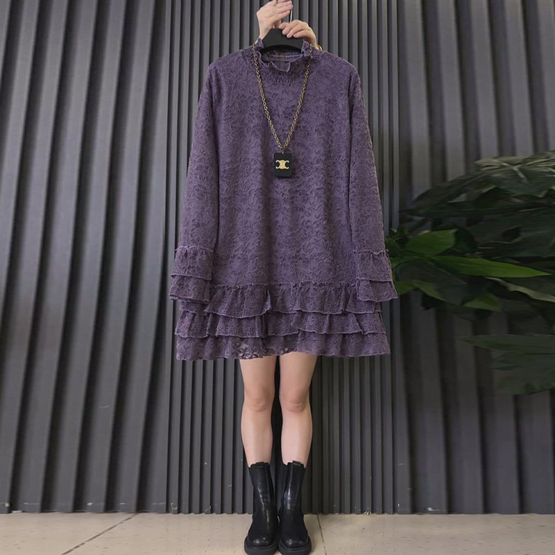 多层花边长袖蕾丝大衫