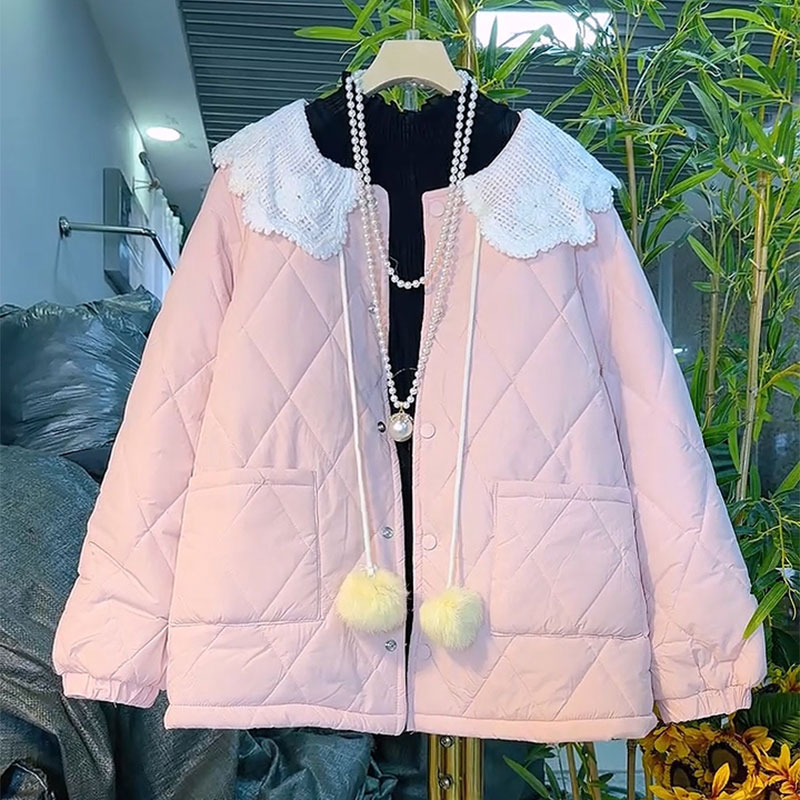 女装学院风娃娃领夹棉外套