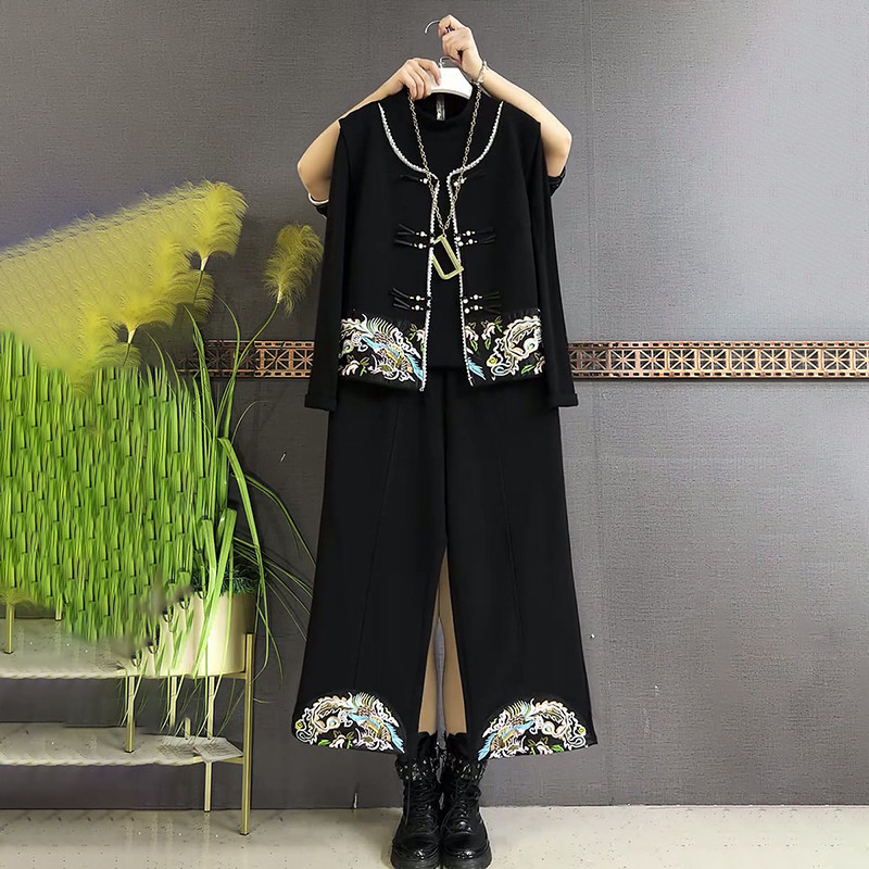 胖妹妹2026春季新款大码女装时尚国风马甲松紧腰裤子洋气显瘦套装,女装/女士精品,大码套装,淘宝优惠券,粉丝福利购,淘宝优惠卷