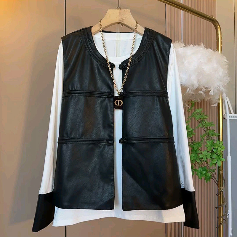 2026新款胖妹妹爆款盘扣马甲拼袖内搭套装大码女装气质马夹两件套,女装/女士精品,大码套装,淘宝优惠券,粉丝福利购,淘宝优惠卷