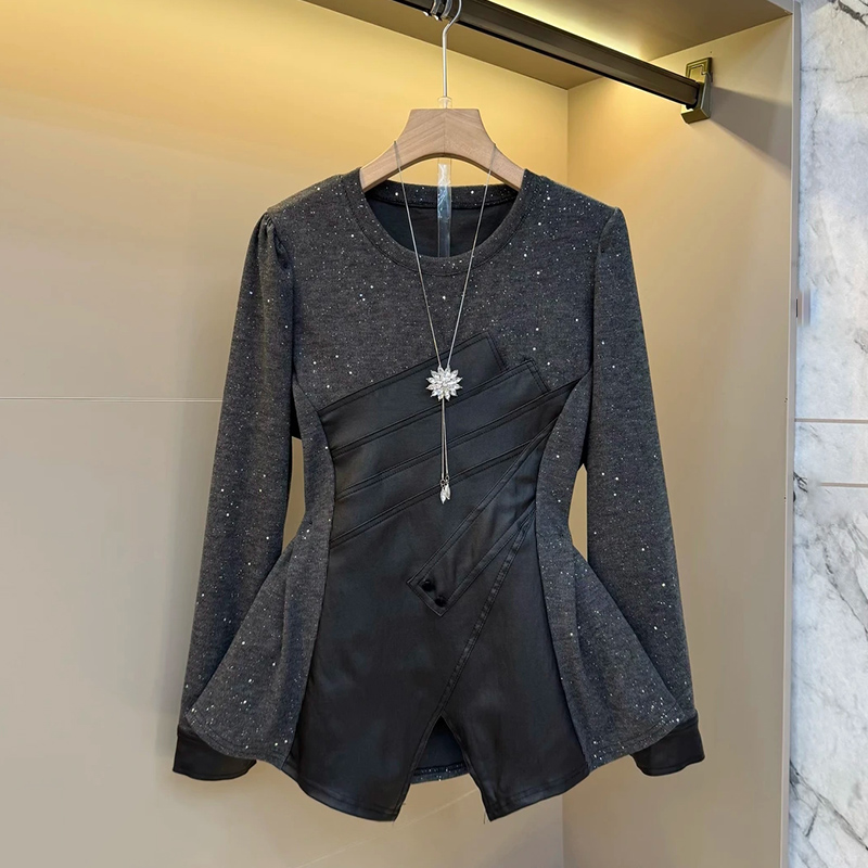 不规则大码女装设计感假两件上衣