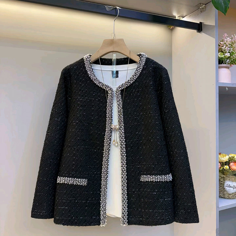 2026春季新款重工钉钻外套胖mm显瘦气质上衣小香风洋气大码女装潮,女装/女士精品,常规大码外套,淘宝优惠券,粉丝福利购,淘宝优惠卷