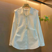 钉珠翻领长袖 胖mm大码 显瘦宽松气质通勤上衣 2026新款 时尚 女装 春季