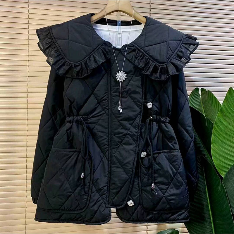 女装时尚娃娃领收腰百搭棉服